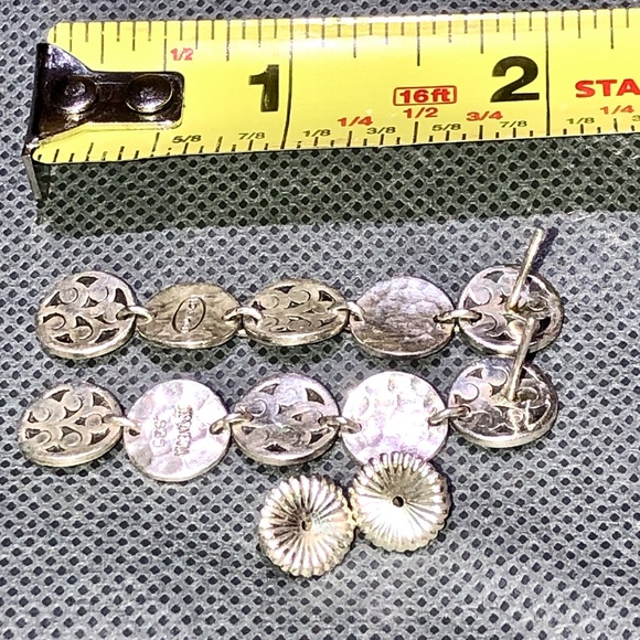 LOIS HILL Drop Dangle Sterling Silver Discs w/ Oxidized Accent & Cut Out Design - Picture 13 of 14